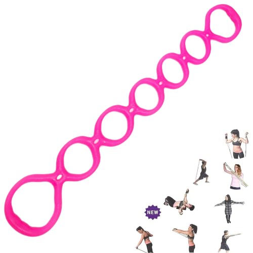 7 Ring Stretch Resistance Exercise Band, Miracle Miles Band, Yoga Stretching, Arm, Shoulders Foot, Leg Fitness Home Gym Physical Therapy Band - color: Pink