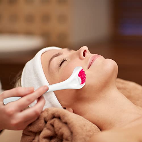 Tondiamo 2 Pcs Muscle Roller Portable Small Silicone Massager Roller Deep Tissue Muscle Massage Stick Cellulite Remover Scar Tissue Massager for Relief Face Neck Arm Back Leg(White,Silicone) - color: White, Rosy, style: Silicone