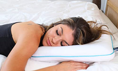 Bluewave Bedding Hyper Slim Max Cool CarbonBlue Gel Memory Foam Pillow for Stomach and Back Sleepers - Thin, Flat Design with Advanced Cooling (2.25-Inch Height, Standard Size) - size: 2.25"H (Standard), style: Max Cool Memory Foam