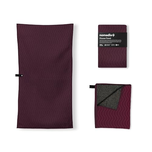 Nomadix Fitness Towel- Microterry Quick-Dry Gym & Yoga Sweat Towel, Odor-Resistant, Ultra Absorbent, Sand & Pet Hair-Resistant, Recycled Material, 30″×16″- Regenerative Black- Regenerative Burgundy - color: Regenerative Burgundy