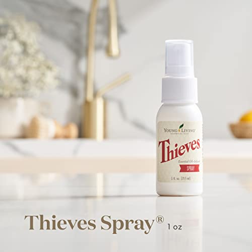 Young Living Thieves Spray | 1 oz | Portable Cleaner Spray, Formulated with Water & Alcohol, Ideal for Travel Essentials & Home; Fits in Backpack, Luggage, or Purse | 2 Pack - size: 1 Fl Oz (Pack of 2)