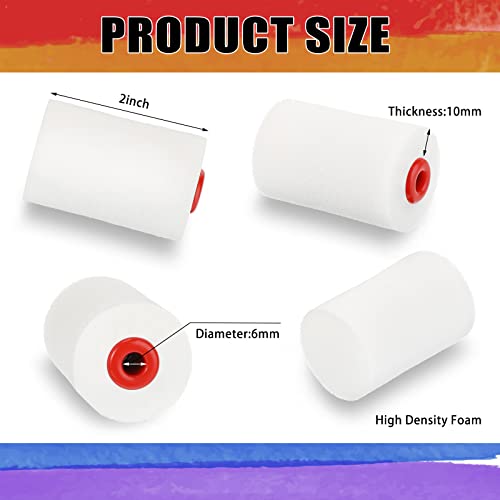 40 Pcs 2 Inch Mini Paint Roller Foam Paint Roller Covers Small High Density Household Paint Roller Covers Sponge Paint Roller Refills for Textured Smooth Corner Detail Painting