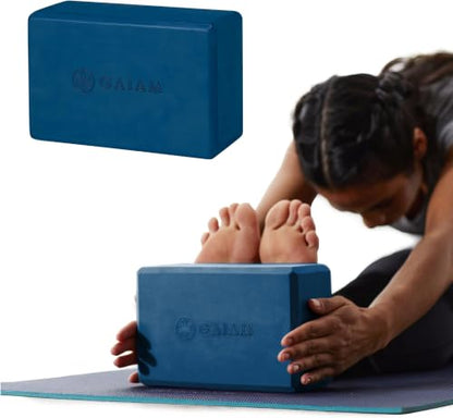 Gaiam Yoga Block - Supportive Latex-Free Eva Foam - Soft Non-Slip Surface with Beveled Edges for Yoga, Pilates, Meditation - color: Indigo Ink (Pack of 12), style: 1 Block