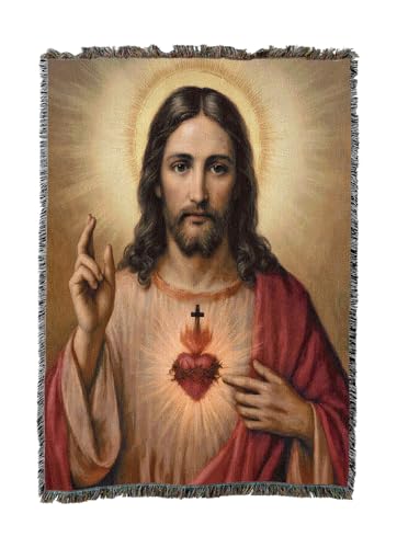 Pure Country Weavers Sacred Heart Blanket - Religious Gift Tapestry Throw Woven from Cotton - Made in The USA (50X60) - color: Sacred Heart, size: 50x60