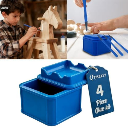 Four-Piece Silicone Glue Applicator Set | Sealed Glue Liquid Container, Portable Manual Tool for Woodworking, Art Craft, Epoxy Resin