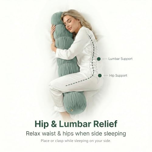 Pat. Pend. Long Cylinder Pillow for Bed, 47 Inch, Green - color: Green, size: 47"x 7.87"