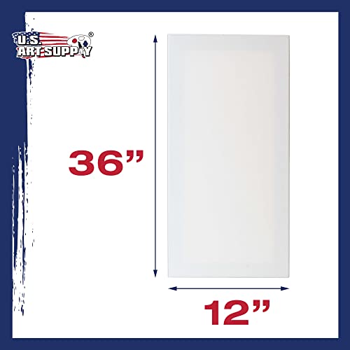 U.S. Art Supply 12 x 36 inch Stretched Canvas for Painting, 12oz Triple Primed, 6-Pack - Professional Artist Quality White Blank 3/4" Profile, 100% Cotton, Heavy-Weight Gesso - Acrylic Pouring, Oil
