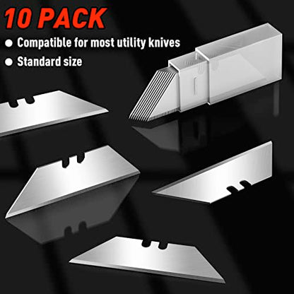 DIYSELF 10 Pack Utility Knife Blades, Box Cutter Blades, Utility Blades, Sk5 Steel Blade for Box Cutter, Sturdy Knife Blade for Razor Blade Utility Knife