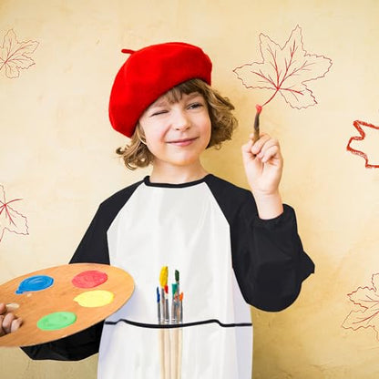 Zkptops 2 Pack Kid Art Smocks Waterproof Kids Painting Aprons Toddler Art Smock Kids Paint Smock with Long Sleeve 3 Roomy Pockets for Age 3-7 Years(White) - color: Y 2 Pack White
