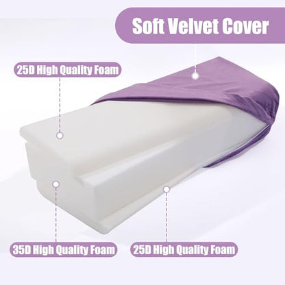 MABOZOO Yoga Bolster Pillow, Triple-Layer Sponge Rectangular Yoga Bolster with Carry Handle Meditation Pillow with Washable Cover for Restorative, Meditation - color: Purple