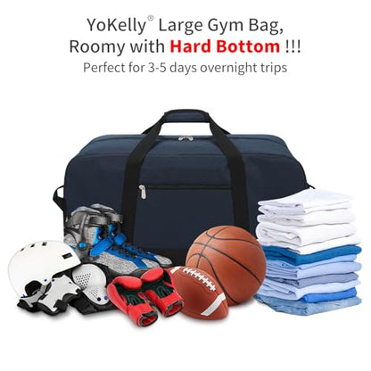 55L Large Duffle Bag for Men Travel - 25 inch Weekender Duffel Bag with Hard Bottom - Navy - color: Navy