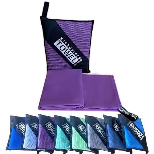 Reusable Quick Dry Beach Towels,Microfiber Travel Towel,Compressed Lightweight Bath Towel for Beach Hiking Gym Yoga Travel Sports Swimming Camping(Violet Purple, 12"*24") - color: Violet Purple, size: Small