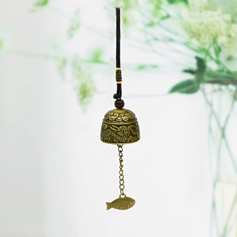 3Pcs Vintage Dragon Bell Bronze Fish Carved Feng Shui Bell