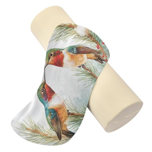 Cartoon Hummingbirds and Pine Tree Neck Roll Pillow Bolster Round Health Memory Foam Long Cervical Cylinder Pillows with Removable Washable Cover for Body Bed Legs Back Yoga - color: Cartoon Hummingbirds and Pine Tree