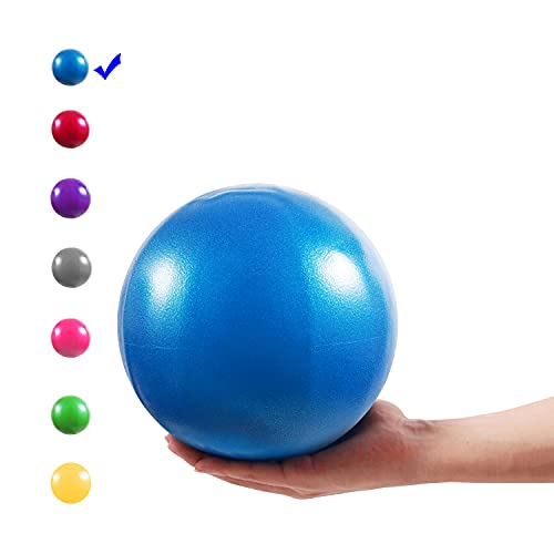 Mini Exercise Ball, 9 Inch Small Gym Ball with Inflatable Straw for Yoga, Pilates, Stability, Barre, Physical Therapy, Stretching and Core Training, Improves Balance, Strength - color: blue