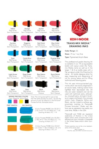 Koh-I-Noor Translucent Mix Media Pigment-Based Drawing Ink, 0.75 Oz. Bottle, Magenta (9065F.MAG)