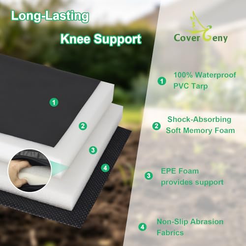 Extra Thick Soft Kneeling Pad for Men and Women, Waterproof Gardening Pads with Memory Foam, Yoga or Exercise Cleaning Knee Cushion, Collapsible Kneeling Mat Non-Slip Bottom, Garden Gifts Black - color: Black