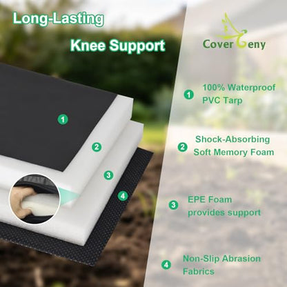 Extra Thick Soft Kneeling Pad for Men and Women, Waterproof Gardening Pads with Memory Foam, Yoga or Exercise Cleaning Knee Cushion, Collapsible Kneeling Mat Non-Slip Bottom, Garden Gifts Black - color: Black
