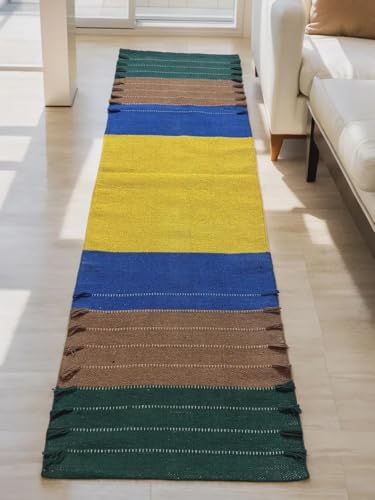 Payal Rugs Cotton Yoga Mat - Eco-Friendly Hand-Woven Rug - Non Slip & Thick (24”x72”x5mm) for Yoga Everyday Fitness at Home - Comfortable Extra-Long - color: Multi 05