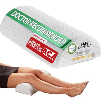 ComfiLife Knee Pillow for Back Sleeping – 100% Memory Foam Bolster Pillow for Legs – Under Knee Pillow for Sleeping on Back – Leg & Hip Pain Relief for Side Sleepers – Half Moon Pillow