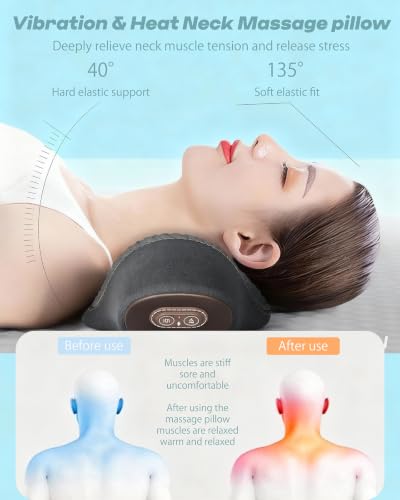 Massager Neck Pillow with Heat Vibration Pain Relief Tissue， Hump Corrector