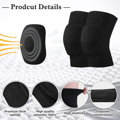 Eurzom 3 Pairs Dance Knee Pads Women Non-Slip - color: Black