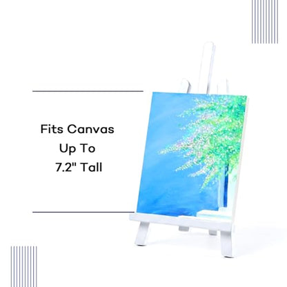 Artkey White Wooden Display Easel Stand, 13 Inch Folding Tabletop A-Frame Mini Easels for Canvas, Photos, Wedding Signs & Menus, Solid Radiata Pine Wood, 2 Pack - color: White