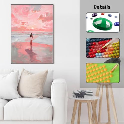 GUMITOON Diamond Art Kits for Adults-Pink Bow Full Drill Diamond Dots Paintings for Beginners, Round 5D Paint with Diamonds Pictures Gem Art Painting Kits DIY Crafts Kits 12"x16" QCY-149 - color: QCY-172