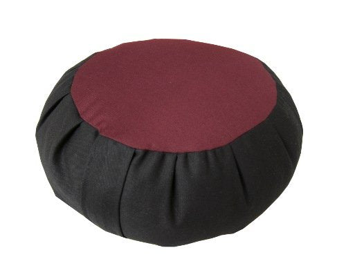 Buckwheat Zafu Meditation Cushion - color: Black With Burgundy Center