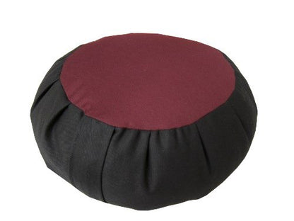 Buckwheat Zafu Meditation Cushion - color: Black With Burgundy Center