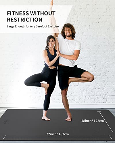 CAMBIVO 72''x48'' Large Yoga Mat, Extra Thick TPE Workout Mat - color: BLACK, size: 8mm