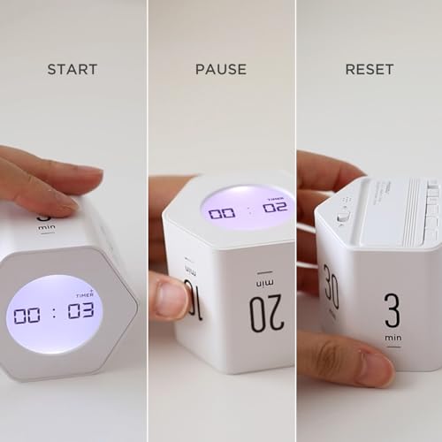 mooas Multi-Hexagon Clock Timer, Cube, Backlight, Countup/Down (Mint) | 6 Preset Times, Productivity Timer, 12/24H Clock, Battery Operated, Sound/Mute, Easy to Use, Exercise, Study, Cooking, Work - color: Mint