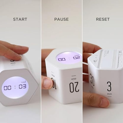 mooas Multi-Hexagon Clock Timer, Cube, Backlight, Countup/Down (Mint) | 6 Preset Times, Productivity Timer, 12/24H Clock, Battery Operated, Sound/Mute, Easy to Use, Exercise, Study, Cooking, Work - color: Mint
