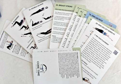 52 Premium Pilates Cards - 40 Pilates exercises- Ideal for Beginners or Students- Led by Stott Pilates Certified Instructor- Detailed photos- Video Instructions - Do Pilates at Home- No equipment needed.