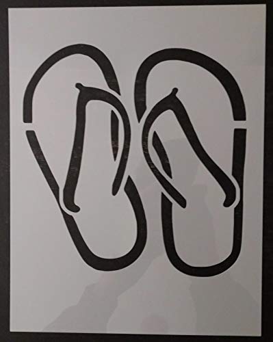 Reusable Sturdy Stencil Flip Flops Beach Sandals Thongs 8.5" x 11" Cut Stencil Sheet (not Paper) Arts and Crafts Material Scrapbooking for Airbrush Painting Drawing