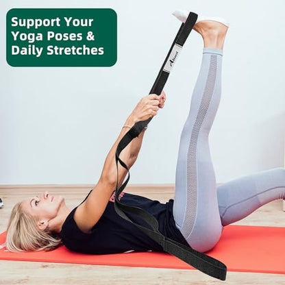 Abiarst Stretching Strap Yoga Straps for Physical Therapy, 10 Loops Non-Elastic Stretch Band for Pilates, Flexibility, Exercise and Gymnastics - color: 2-Pack (Black+Back)