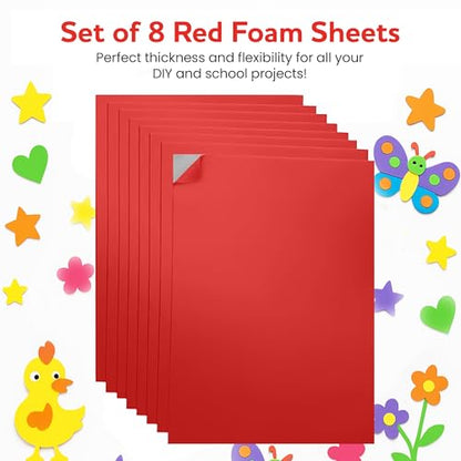 Self-Adhesive EVA Foam Sheets for Crafts – 2mm Thickness 8 Red Sheets, 6 x 9 Inch, Peel & Stick Foam Paper for DIY, Scrapbooking & Kids’ Art. - color: Red - 8 Pack