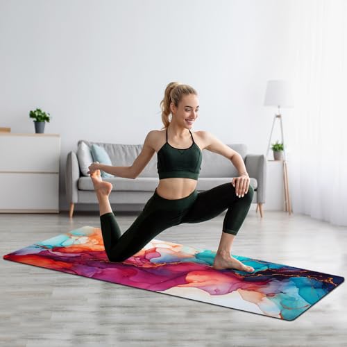 FOLAI Extra Thick Yoga Mat 6mm - color: abstract red