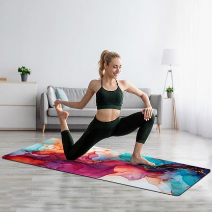 FOLAI Extra Thick Yoga Mat 6mm - color: abstract red