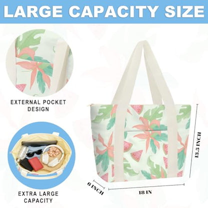IAXIC Waterproof Tote Bag and Wet Bag Set, Summer Pattern Design for Beach Travel Gym Holiday Gifting - color: Light Green Watermelon