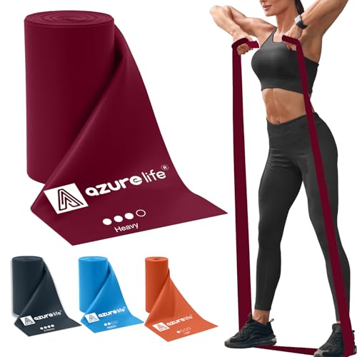 A AZURELIFE Professional Individual Exercise Resistance Bands, Single 5, 6,7 Ft or 8 Yards Elastic Bands, Non-Latex Stretch Bands for PT, Yoga, Pilates, Rehab, at-Home or The Gym Workouts - color: Purple - Heavy, size: 24 Feet