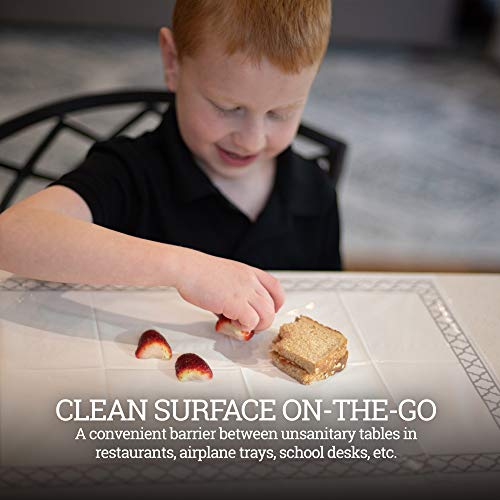 White Disposable Placemats for Baby, Kids, Toddler, Children, Adults - Neat and Sticky Plastic Placemat Table Topper Solutions for Restaurant, Schools, Crafts, or Travel Mats - 40 Pack - color: White