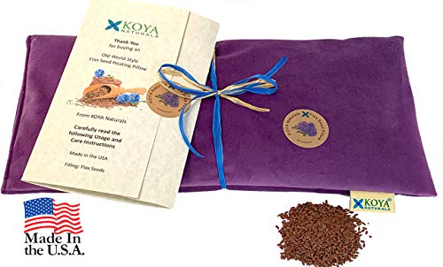 KOYA Naturals Soft Velvet Flax Seed Microwave Pillow | Moist Heat Pack, For Neck, Muscle, Joint, Stomach Pain, Menstrual Cramps Relief - color: Purple