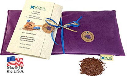 KOYA Naturals Soft Velvet Flax Seed Microwave Pillow | Moist Heat Pack, For Neck, Muscle, Joint, Stomach Pain, Menstrual Cramps Relief - color: Purple