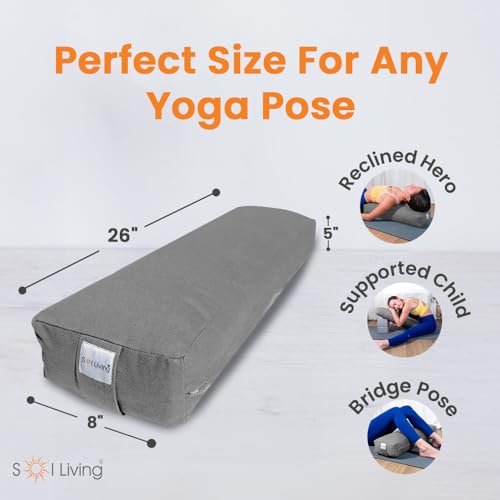 Pranayama Yoga Bolster Meditation Pillow - color: Grey, size: Rectangular 26" x 8" x 5"