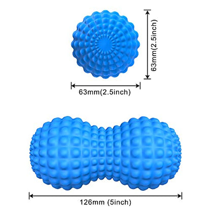 SELEWARE Peanut Massage Ball, Double Lacrosse Roller for Muscle Relief - color: Blue