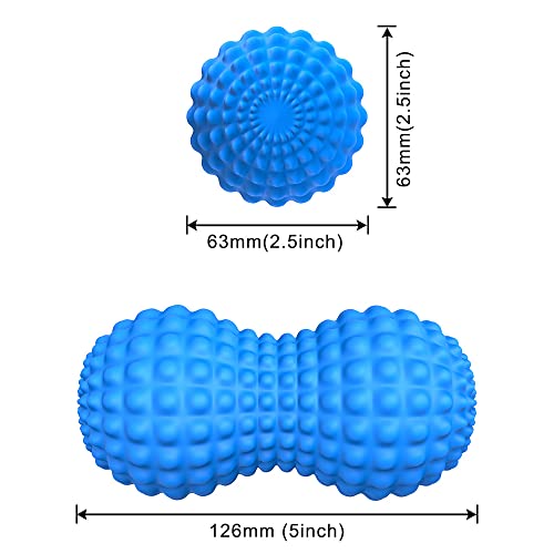 SELEWARE Peanut Massage Ball, Double Lacrosse Roller for Muscle Relief - color: Blue