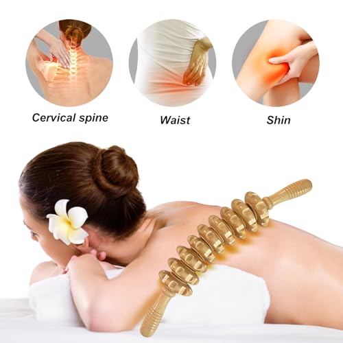 Curved Wood Massage Roller Stick for Muscle Relief & Cellulite Reduction - color: White