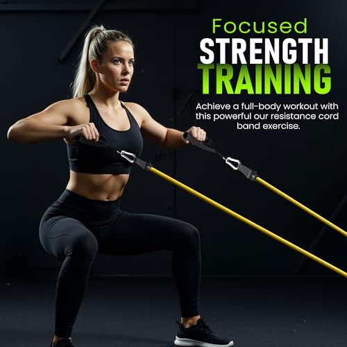 Resistance Bands with Handles Set of 5 (10–50 lbs), Home Gym Workout Kit