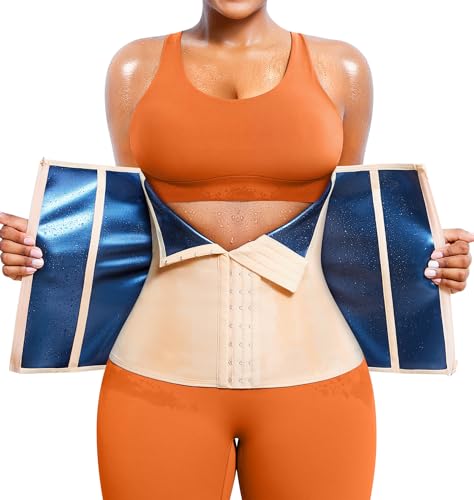 TrainingGirl Waist Trainer for Women Working Out Trimmer Sweat Belly Band - color: Beige-blue Inner, size: 4X-Large
